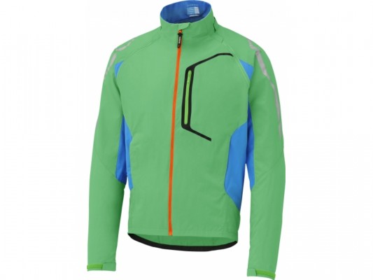 Shimano Hybrid Windbreaker Jacke mit abnehmbaren Ärmeln grün/blau/orange Gr. M